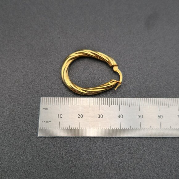 Gold Over Sterling Silver Braided Hoop Earrings A6488 - Picture 4 of 5